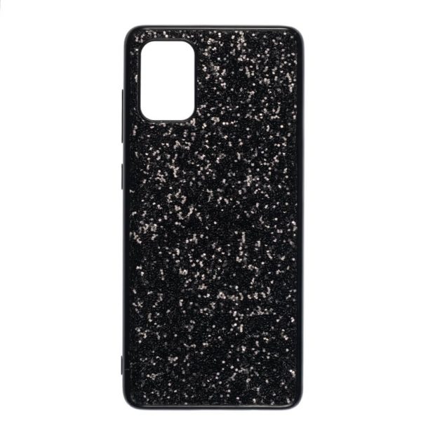 Galaxy A71, A51, A51 5G, A32 5G suojakuori, musta glitter