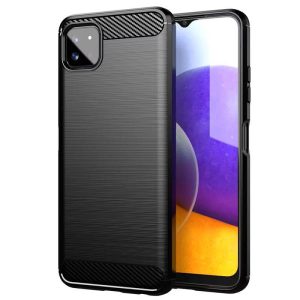 galaxy A22 5G takakuori, musta hiilikuitukuvio