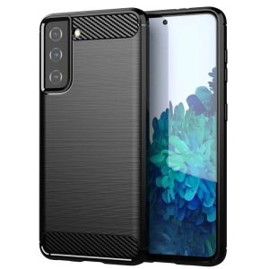 Galaxy s21, s21 fe, s22 takakuori, musta hiilikuitukuvio