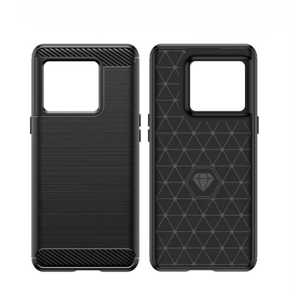 oneplus 10t, 10 pro takakuori, musta hiilikuitukuvio
