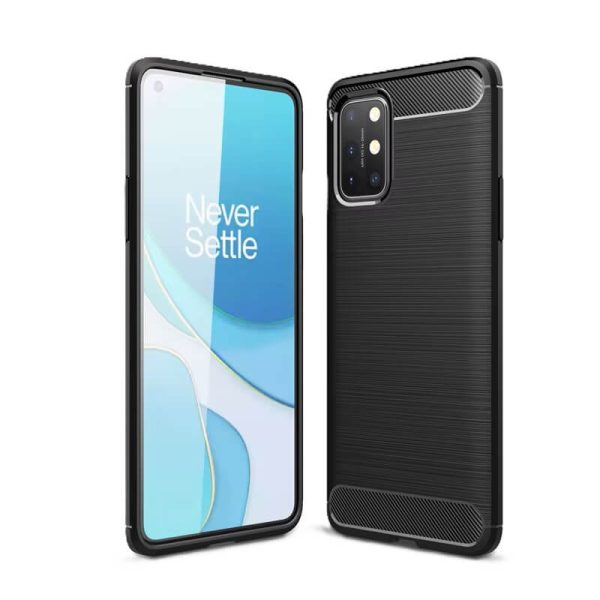 oneplus 8T takakuori, musta hiilikuitukuvio