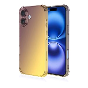 iphone 16 liukuvärjätty silikoni takakuori lila-keltainen