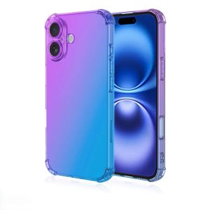 iphone 16 liukuvärjätty silikoni takakuori lila-sininen