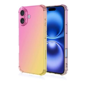 iphone 16 liukuvärjätty silikoni takakuori pinkki-keltainen