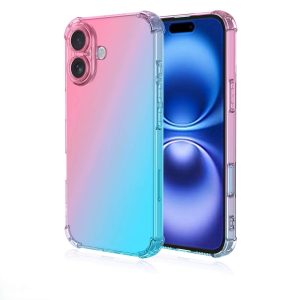 iphone 16 liukuvärjätty silikoni takakuori pinkki-turkoosi