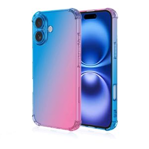 iphone 16 liukuvärjätty silikoni takakuori sininen-pinkki